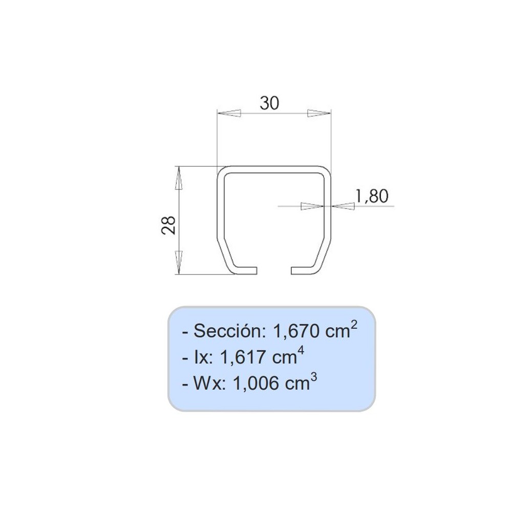 TIVOLÍ PROFILE GUIDE RAIL - 2500MM  - 1