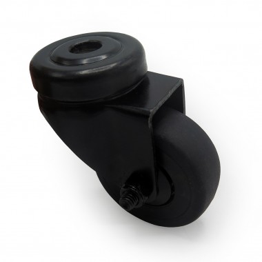 BLACK INDUSTRIAL WHEEL OF 50MM ROUND FIXING