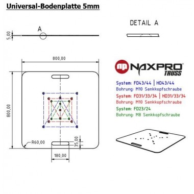 NAXPRO-TRUSS MULTI BASE GALV. 800X800X5MM FOR FD21