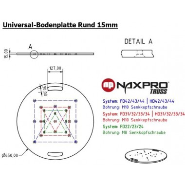 NAXPRO-TRUSS MULTI BASE ROUND GALV. D650X15MM FOR