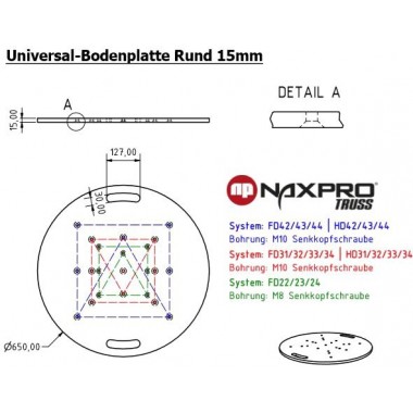 NAXPRO -TRUSS - MULTI BASE REDONDA ACERO ZINCADO 6