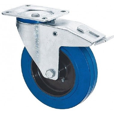 RIGGATEC SWIVEL CASTOR WITH BRAKE 125MM BLUE WHEEL