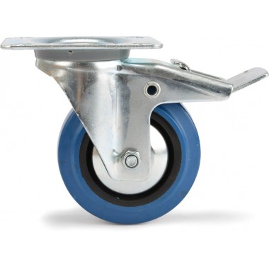 RIGGATEC SWIVEL CASTOR 100MM BLUE WHEEL WITH BRAKE