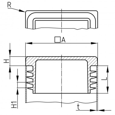 BLACK RIGGATEC PLUG FOR 30X30MM SQUARE TUBE