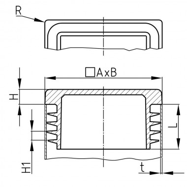 RIGGATEC GREY PLUG 40X30MM RECTANGULAR TUBE