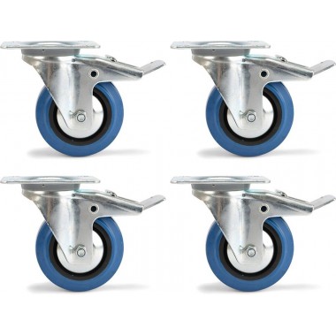 RIGGATEC CASTOR SET 100MM BLUE WHEEL 4X WITH BRAKE